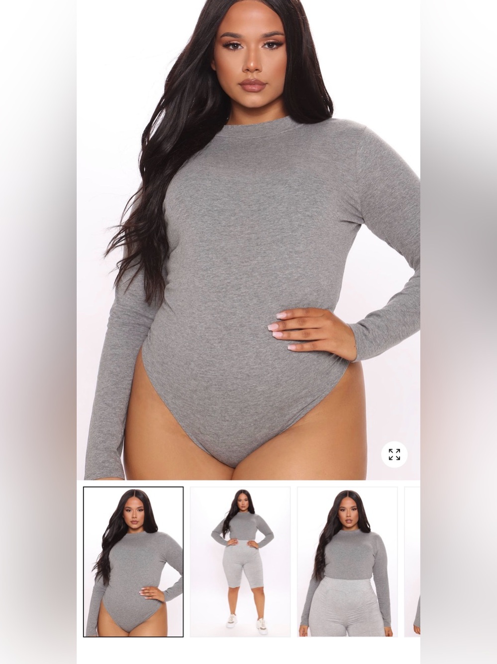 Melanie Mock Neck Bodysuit - Charcoal Fashion Nova